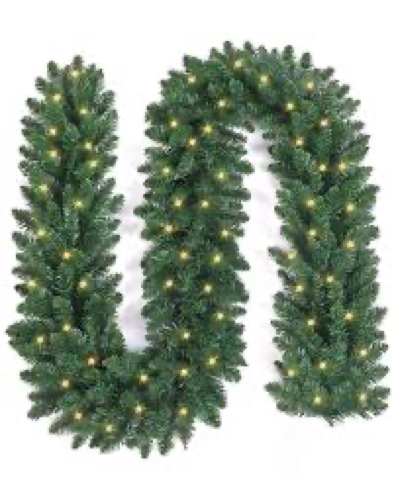 Amaoasis Christmas Garland Prelit 9 Ft with 70 Led Lights, Battery Operated Christmas Decor for Mant