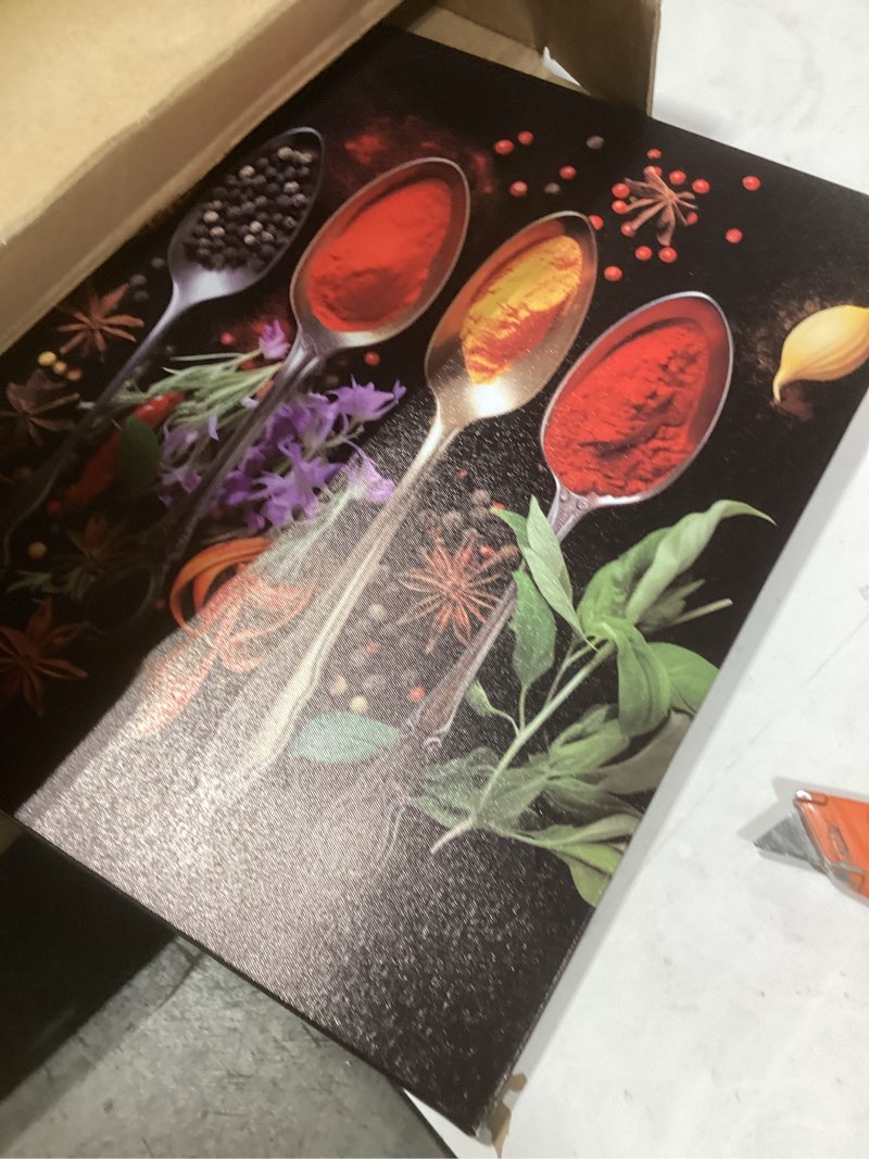 Condition photo showing Good Condition for oaapiti spice spoons kitchen wall art culinary herbs canvas vibrant food art for dining room gourmet kitchen decor(artwork-8,16"x24") artwork-8 24l" x 16w"