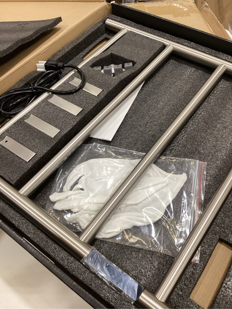 Condition photo showing Good Condition for Heated Towel Racks,4 Bars Towel Warmer Rack for Bathroom, Wall Mounted Electric Towel Warmer with Timer, Plug-in/Hardwired Towel Dryer Rack Chrome