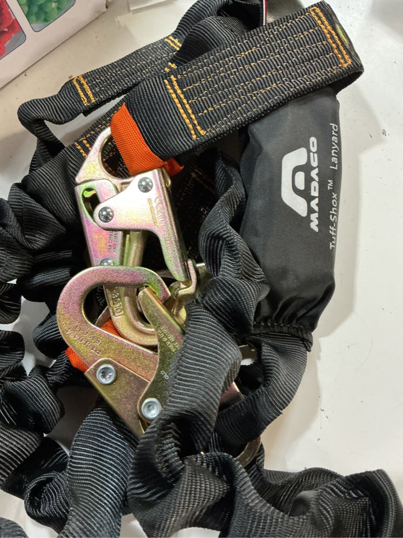 Condition photo showing Good Condition for madaco roof construction fall protection heavy duty industrial safety internal shock absorbing pack 4ft snap hook lanyard ansi osha l-613-02b-hs-4