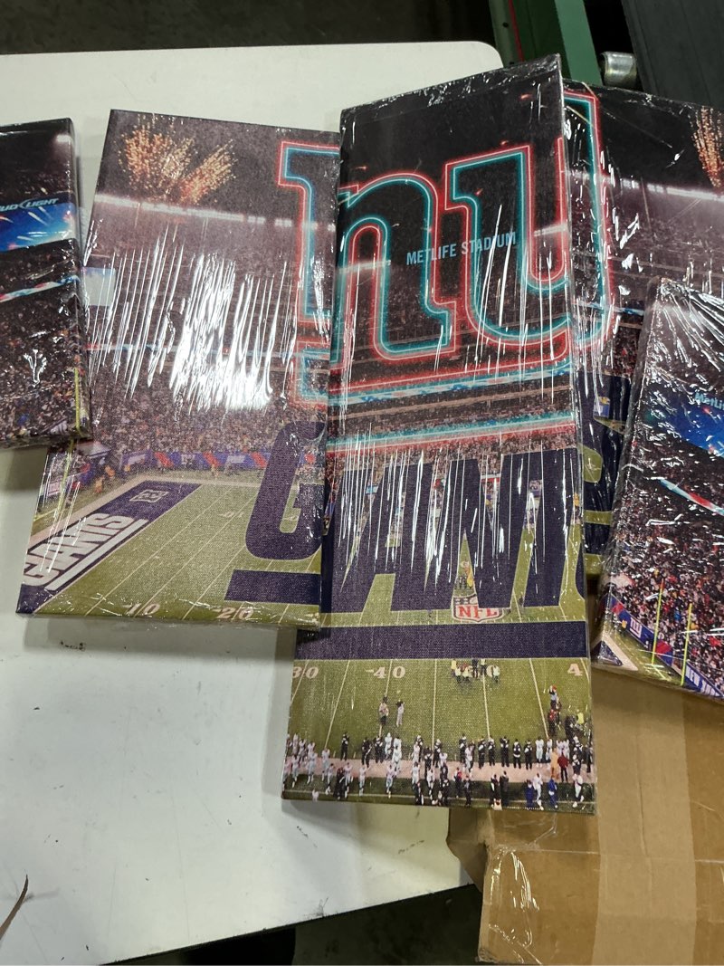 Condition photo showing New/Like New for generic (60x100cm/5pcs) framed canvas print original poster - new york metlife stadium with giants neon sign - american football wall art for home and office decor giants 60x100cm/5pcs