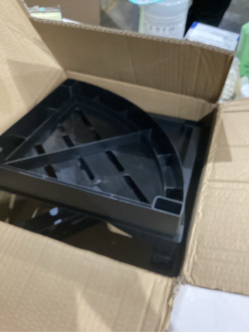 Condition photo showing As Is for Corner Shower Stool for Inside Shower, Waterproof Shower Bench for Shaving Legs, Plastic Anti-Fracture Shower Seat/Foot Rest with Baffle Storage Shelf, Rapid Assembly DIY Shelf (Black)