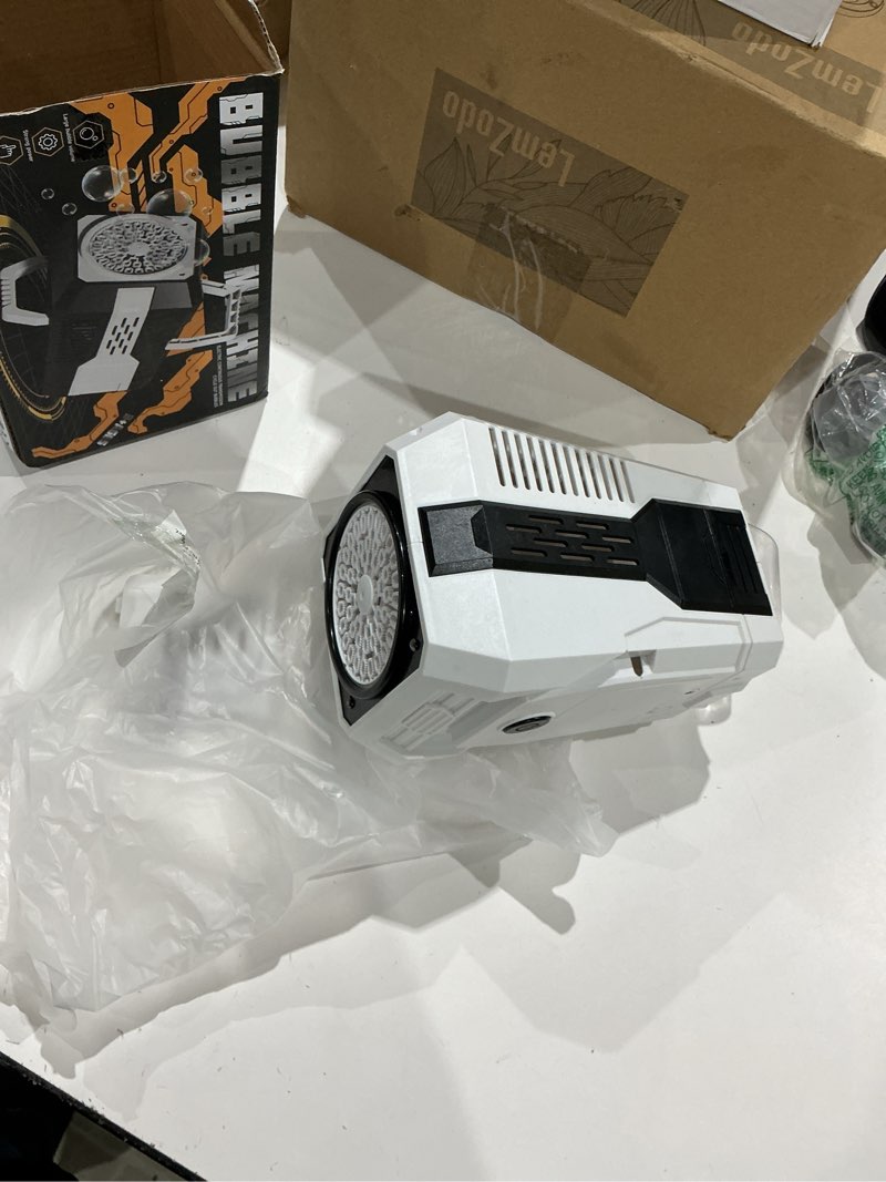 Condition photo showing Good Condition for 2026 bubble blower with led lights automatic bubble machine operated by usb or battery,for wedding/outdoor party essential toy kids birthday gift bubble maker+10 solution 1
