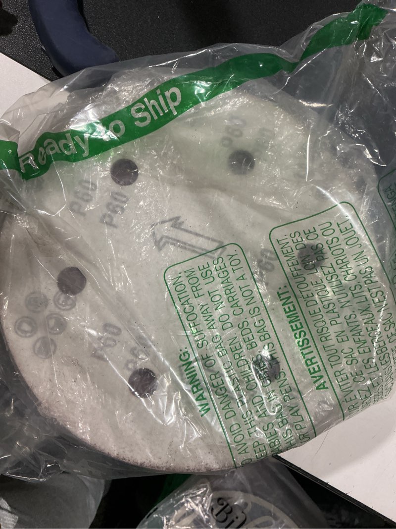 Condition photo showing Good Condition for 50pcs 9 inch 6 Hole Sanding Discs Set -10 Each of 60 80 120 150 240 Grits, 9" Hook and Loop Adhesive Sandpaper for Drywall Sander