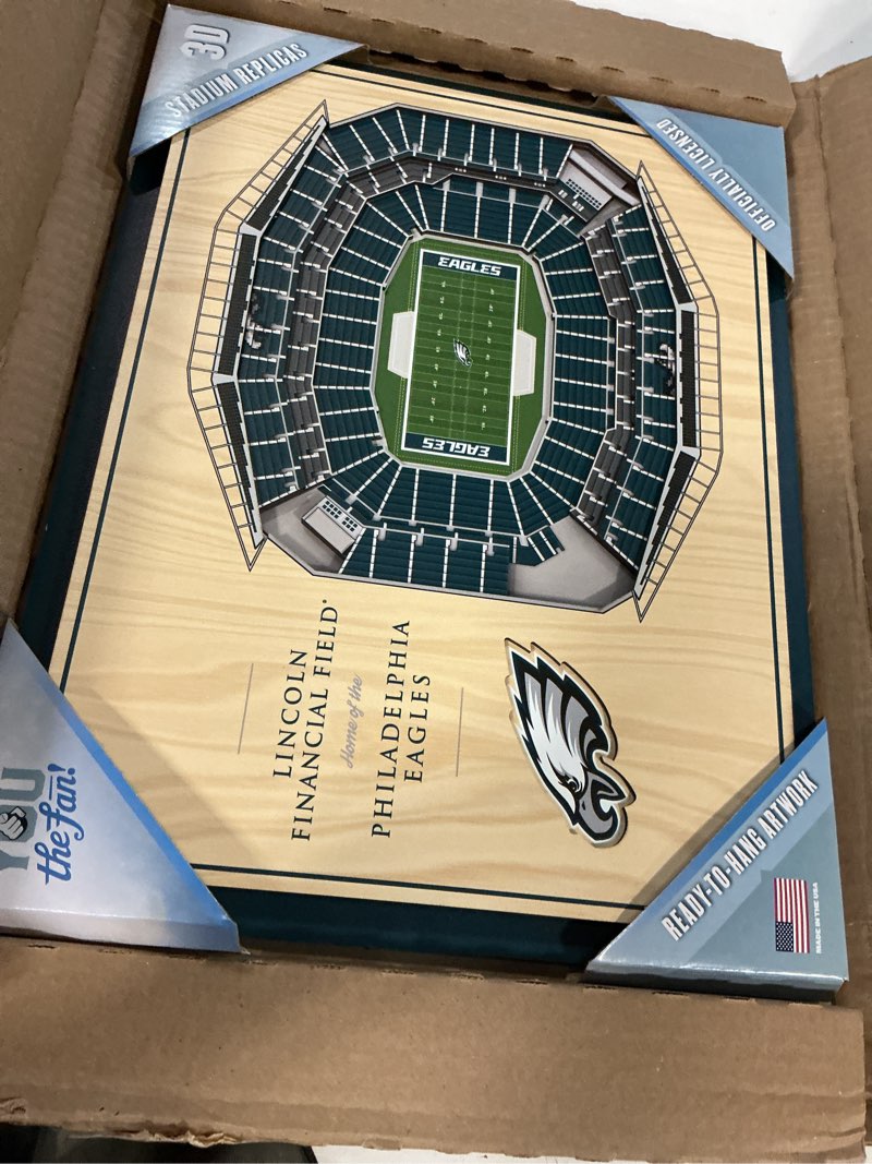 Condition photo showing As Is for youthefan nfl 5-layer stadiumview wall art philadelphia eagles