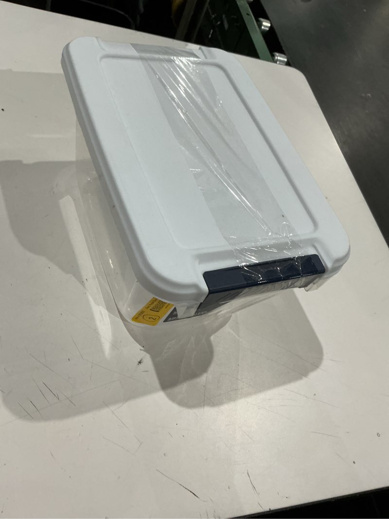 Condition photo showing Good Condition for  project source small 1.625 -gallons ( 6.5 -quarts ) clear/white stackable tote with latching lid