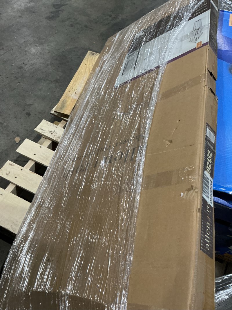 Condition photo showing As Is for allen + roth platform 60-in x 78-in cararra white marble shower surround back and side wall panel
