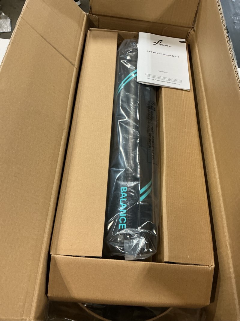 Condition photo showing item condition for Sportneer Balance Board 7 Modes Wobble Board with Adjustable Stoppers Exercise Balancing Stability Trainer for Improve Balance, Surf Trainer & Physical Therapy - Roller and 2.8'' Ball Included Black-Turquoise