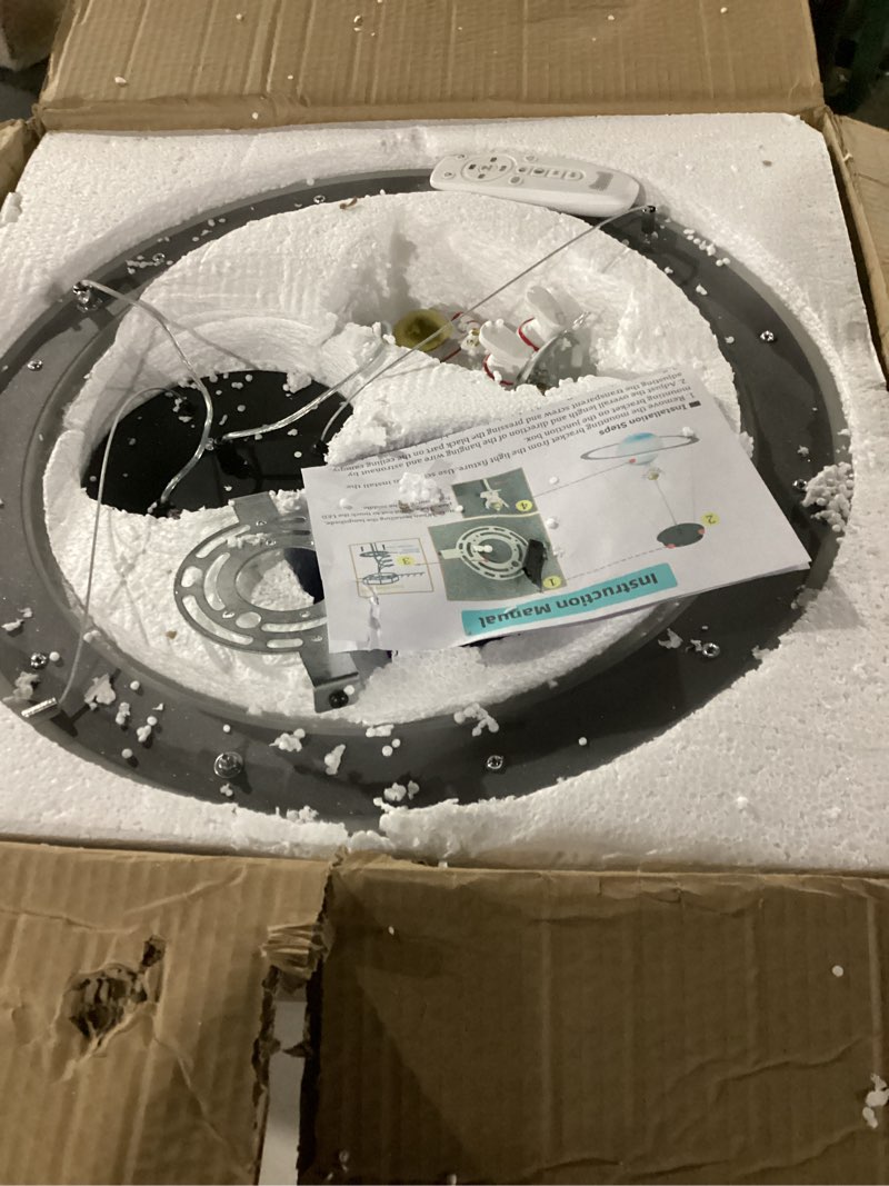 Condition photo showing New/Like New for O'NEELDY Astronaut Hanging Lamps, Creative LED Chandeliers with Pendant Dimmable Planet Light for Kids Room, Boys Room, Nursery, Toys Room - 19''/40W