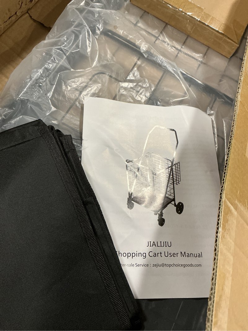 Condition photo showing Good Condition for Heavy-Duty Folding Shopping Cart with Waterproof Liner & 360° Swivel Wheels | Collapsible Grocery Cart for Easy Transport, Ideal for Laundry, Shopping, and Travel – 132 LBS Capacity