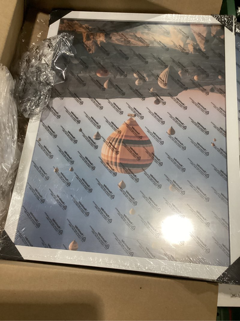 Condition photo showing Good Condition for 14x19 White Picture Frame Set of 3, Horizontal and Vertical Formats for Wall Hanging, 14 x 19 Wall Gallery Poster Photo Frames with Shatter Resistant Plexiglass, 3 Pack, White White 14x19 inch