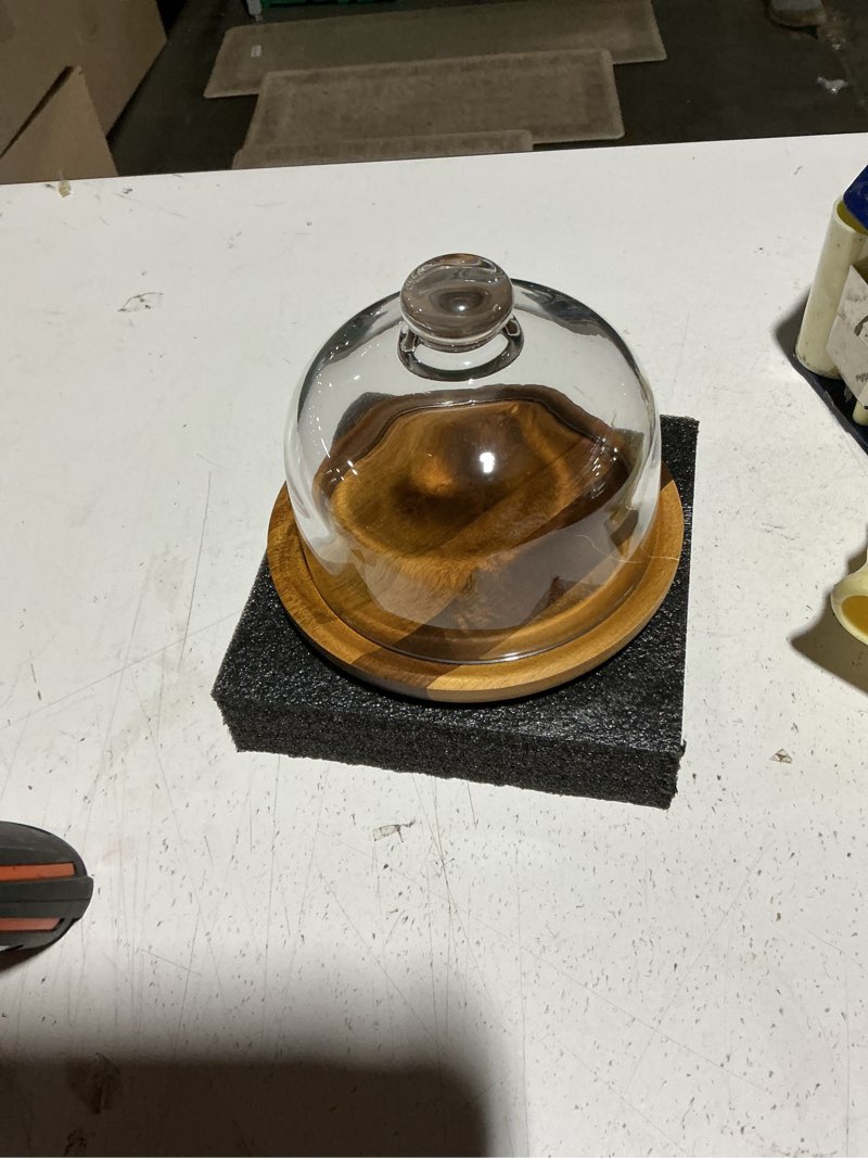 Condition photo showing Good Condition for 2 pack wooden cake stand with glass dome,small cake stand with lid,cake display server tray for kitchen,birthday parties,weddings,baking gifts (6.1 x 4.7 in) 6 inch round / 2pack