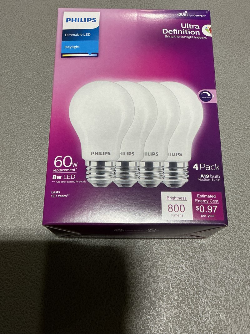 Similar 60-Watt Equivalent A19 Ultra Definition Dimmable E26 LED Light Bulb EyeComfort Soft White with Warm Glow 2700K (4-Pack)