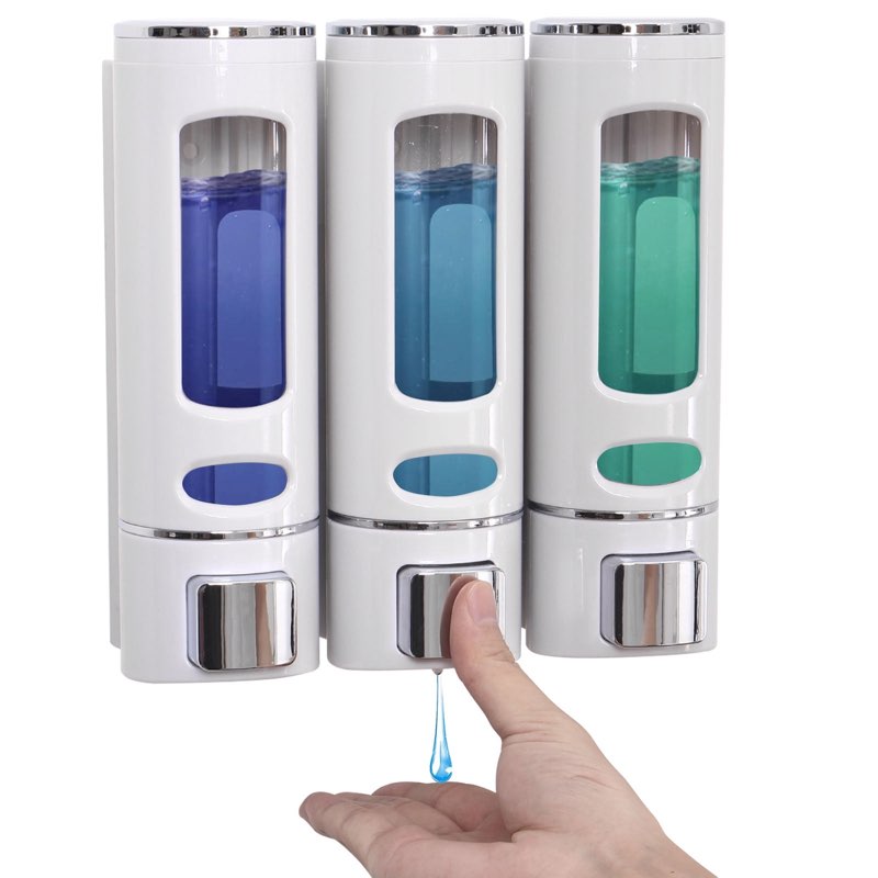 shampoo and conditioner dispenser - 1200ml wall-mounted shower shampoo dispenser 3 chamber no drill 
