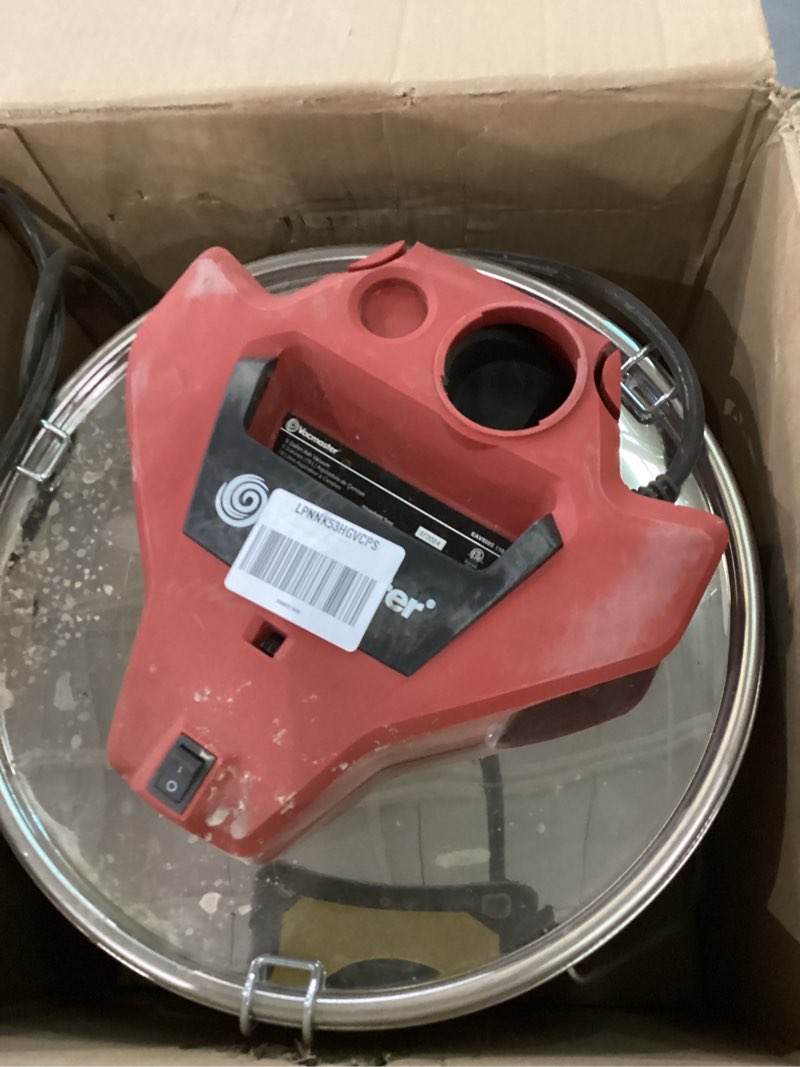 Condition photo showing As Is for Vacmaster Vac EAV508S 1102 5-Gallon 3.5 Peak HP Premium Stainless Steel Ash Vacuum, Red Edition 5 Gallon