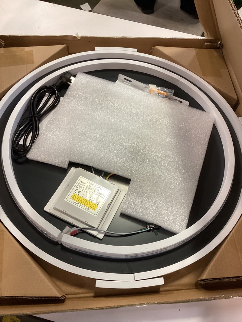 Condition photo showing Good Condition for 20 Inch Round LED Bathroom Mirror with Lights, Lighted Vanity Bathroom Mirror with Backlit, Stepless Dimmable & 3 Colors (3000K/4000K/6000K), IP54 Waterproof