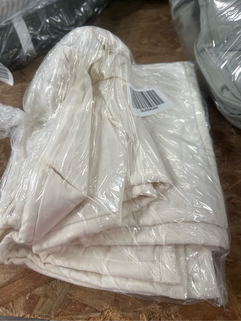 Condition photo showing Good Condition for european linen cotton stitch quilted sham set, standard, ivory
