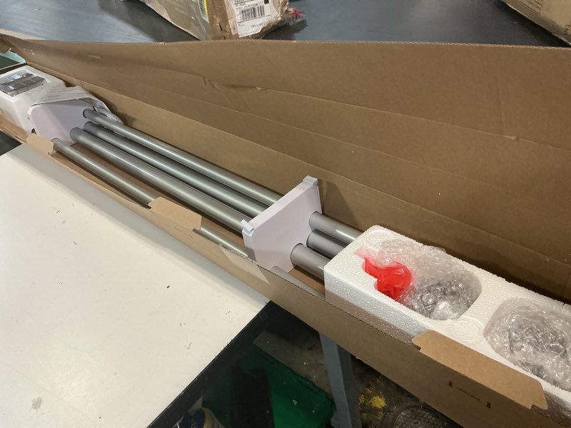 Condition photo showing Good Condition for 1 inch double curtain rods 72 to 144 inches (6 to 12 ft), usfook silver drapery rods for windows, telescoping dual curtain rod with translucent finials, decoration for home silver 72-144"