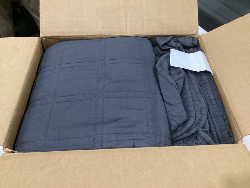 Condition photo showing Good Condition for HORIMOTE HOME 100% Cotton Quilt Set King Size, Charcoal Pre-Washed Bedspreads Coverlet Set in Geometric Pattern, Cozy Lightweight Stitching Decorative Bedding Cover with 2 Shams for All Season Charcoal King