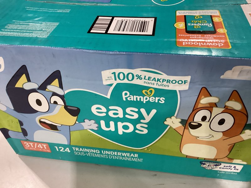 Condition photo showing New/Like New for pampers training pants - easy ups boys & girls bluey - size 3t-4t, 124 count, children's potty underwear (packaging may vary) 3t-4t 124