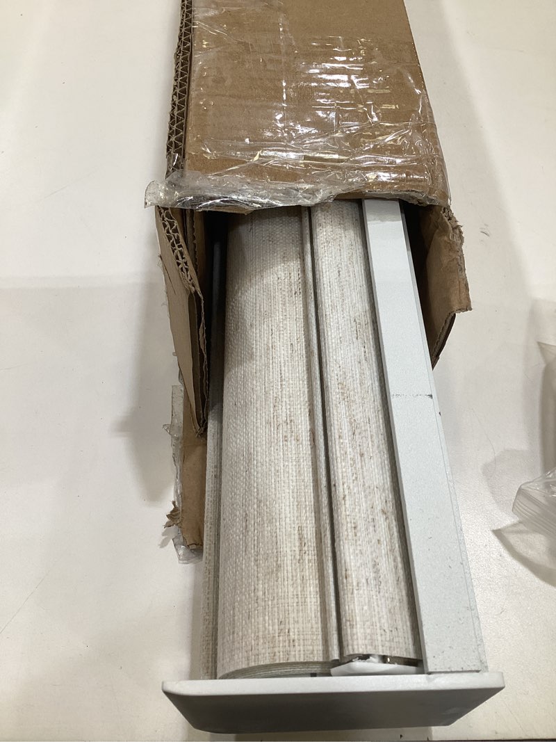 Condition photo showing As Is for persilux free-stop cordless roller shades for windows (cream 23"w x 72"h) natural woven fabric light filtering roller blinds, uv protection privacy window blinds for windows, home, living room, office 23"w x 72"h cream (light filtering)