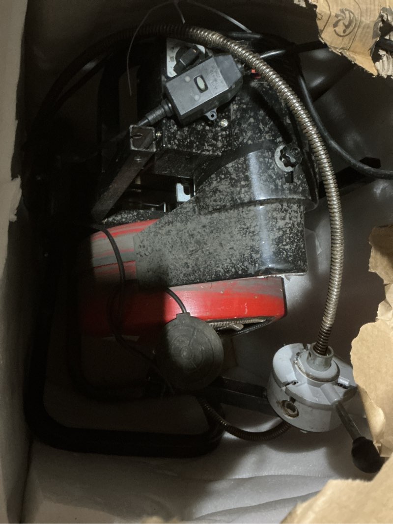 Condition photo showing As Is for garveetech auto feed 100 ft x 1/2 in drain cleaner machine with 250w motor, portable sewer snake auger with 8 cutters & air-activated foot switch, fits 1 in to 4 in pipes, black & red 100 ft x 1/2 in, 250w