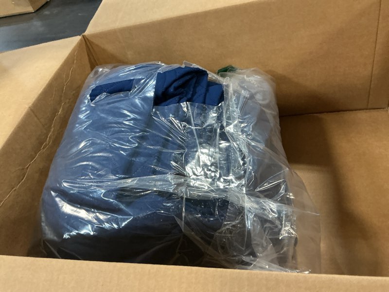 Condition photo showing As Is for love's cabin quilts for queen bed navy blue bedspreads - soft bed summer lightweight bedspread comforter - modern style wave pattern coverlet for all season - 3 pieces (1 quilt, 2 pillow shams) full/queen (90"x96") wave pattern navy