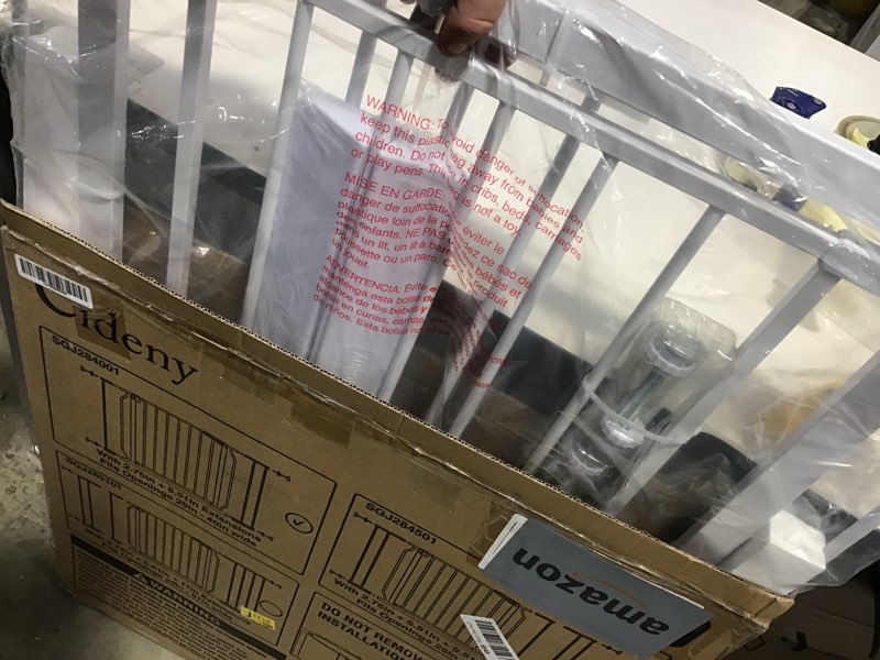 Condition photo showing Good Condition for Baby Gate No Drilling, 29"-40" Auto Close Dog Gate Indoor for Doorways & Stairs, Pressure Mounted Adjustable Pet Gate, Easy Walk Through Child Gate for Children & Pets Stroller Friendly, White