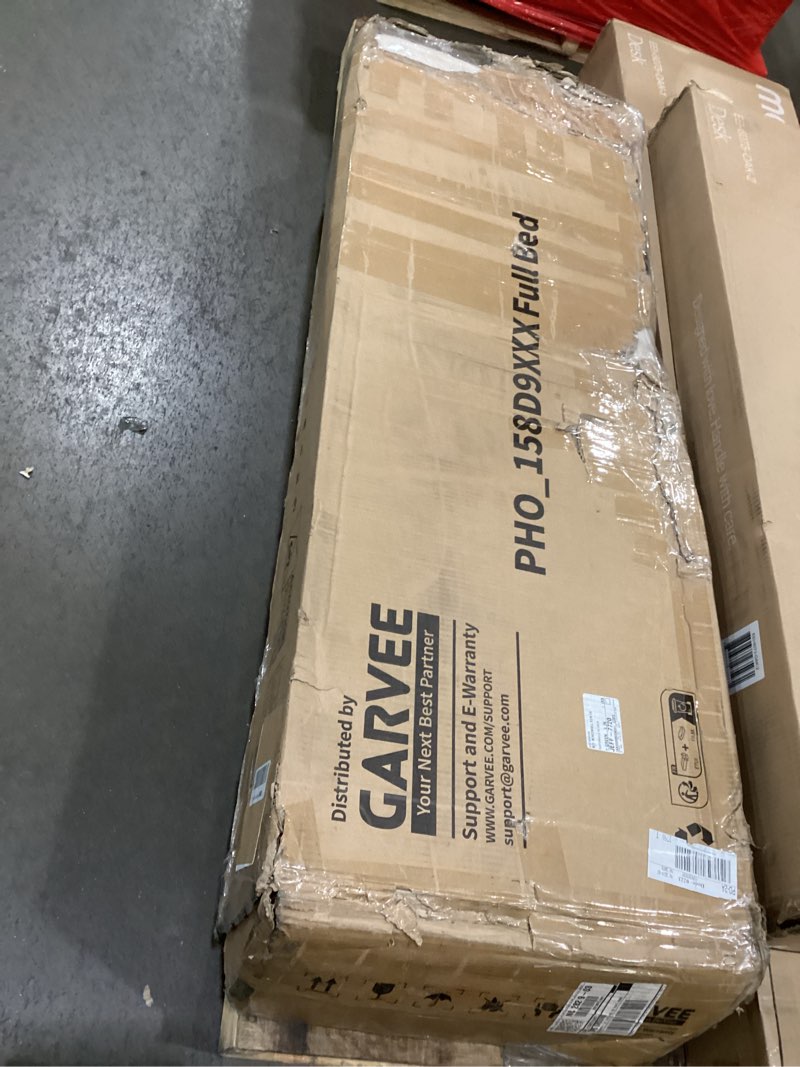 Condition photo showing As Is for GarveeHome Upholstered Bed Frame with Storage Headboard and Charging Station, Platform Bed Frame with Drawers, Heavy Duty, No Box Spring Needed, Easy Assembly, Beige, Full Size