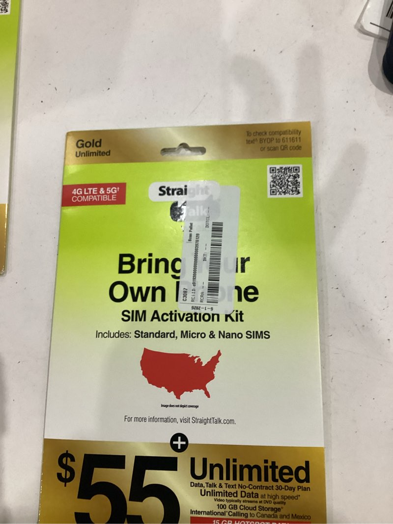 Condition photo showing New/Like New for straight talk bring your own phone dual retail zipper pack tri-punch bundle & $55 airtime