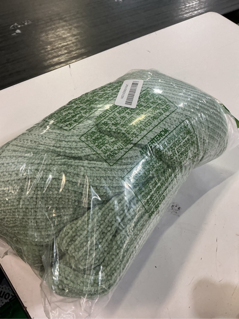 Condition photo showing Good Condition for inhand basil green throw blanket for couch bed, st. patrick’s day lucky spring gifts throw for men women,chunky chenille woven soft warm blanket,boho farmhouse cozy decor,50"x60",medium thick a?med thick-basil ? 50"x60"
