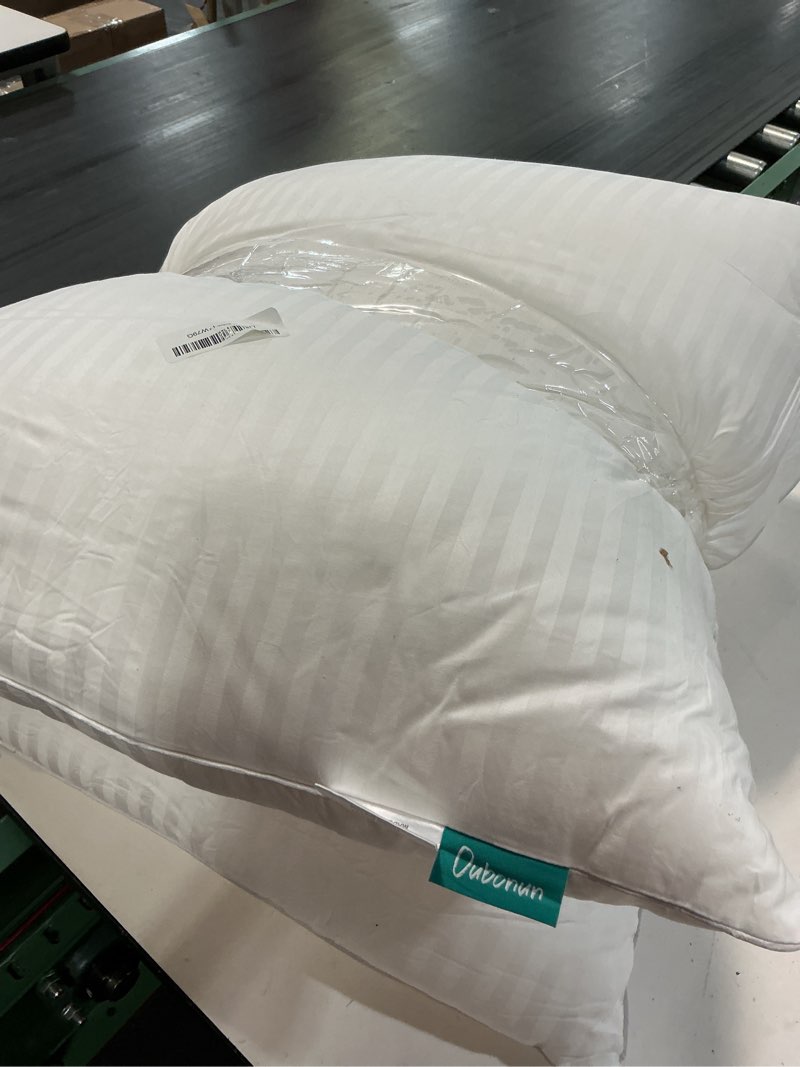 Condition photo showing As Is for oubonun 26 x 26 euro pillow inserts, firm and fluffy decorative square pillows for couch bed sofa with soft cotton cover white cushion with down alternative pack of 2 26x26 inch (pack of 2)