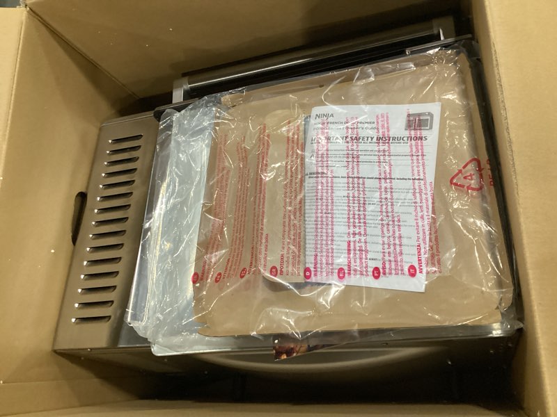 Condition photo showing Good Condition for ninja | french door premier air fry oven | 10-in-1 functions | 20.3-qt capacity | 5-qt air fry basket, sheet pan, wire rack, broil rack | pfas-free cooking surface, dishwasher-safe accessories | fo101