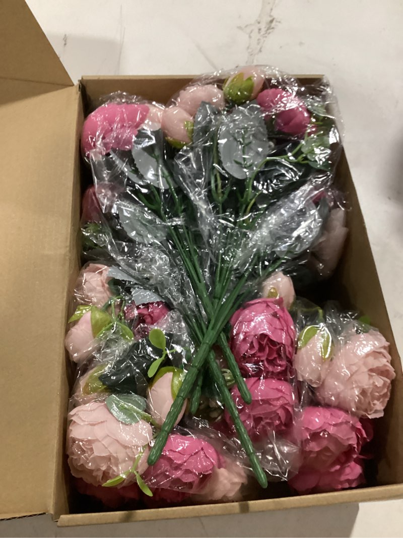 Condition photo showing New/Like New for yunsailing 8 pack artificial peony flowers faux silk hydrangea bouquet wedding home table decor reusable bouquet of rose flower for birthday wedding(pink) pink peony