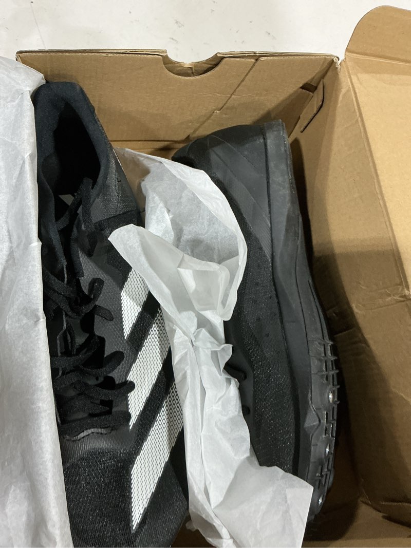 Condition photo showing As Is for adidas running adizero distancestar track and field 13 women/12 men black/zero metallic/white