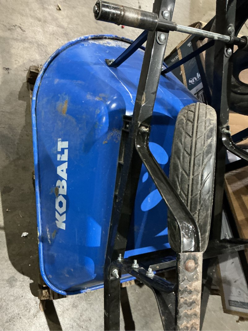 Condition photo showing As Is for kobalt 7-cu ft 2 wheel steel push wheelbarrow flat-free tire