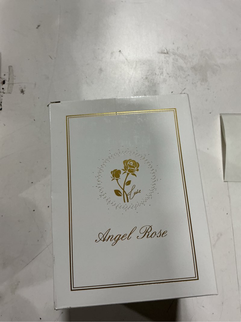 Condition photo showing Good Condition for Beferr Valentines Day Rose Gifts for Her Women Mom Gifts for Birthday, Fresh Flowers for Delivery Forever Preserved Rose in Glass Angel Figurine, for Grandma Wife Daughter Girlfriend A Purple-p