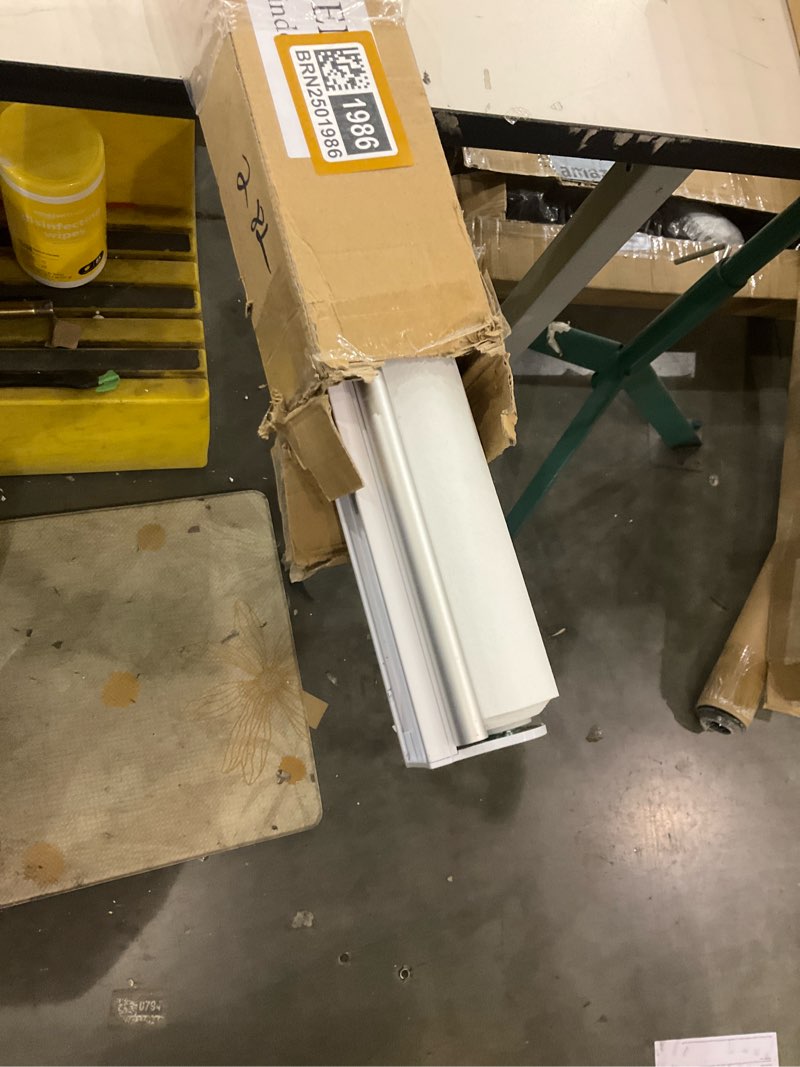 Condition photo showing As Is for GENIMO 100% Blackout Roller Window Shades, Window Blinds Cordless with Thermal Insulated, UV Protection Fabric, Mini French Door Blinds for Home, Office, Bedroom, Easy to Install, Ivory, 20" W X 72" H A.ivory White | 100% Blackout 20"W x 72"H