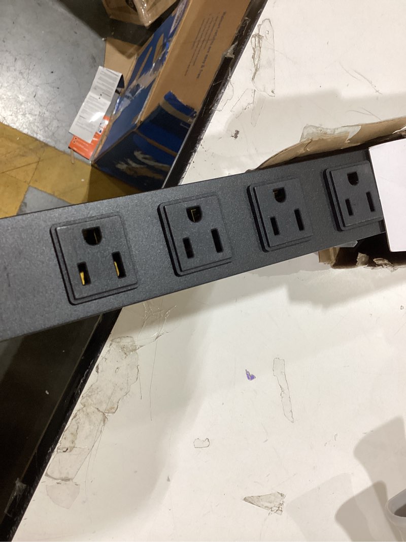 Condition photo showing New/Like New for Metal Wall Mount Power Strip, Mountable Power Outlet with 12 AC Outlets, Aluminum Alloy Mount Power Socket with Switch, 6 FT SJT 3/C 14AWG Power Cord, 15A 125V 1875W (12AC) Black 12 Outlets 6 ft