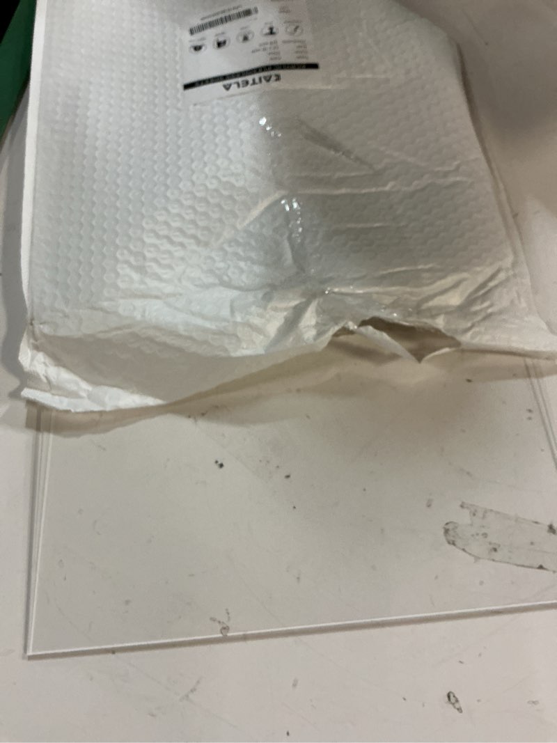 Condition photo showing Good Condition for kaitela clear acrylic sheet 3/8" thick cast plexiglass panel 12" x 16" plastic board for craft projects, sign, laser cutting, engraving, home decor 12" x 16", 3/8" thick 1