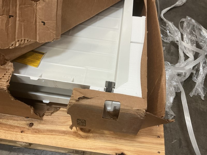 Condition photo showing As Is for sterling traverse 60-in w x 30-in d x 73.5-in h white 2-piece direct to stud alcove shower side wall panel