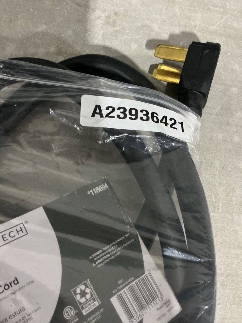 Condition photo showing As Is for utilitech 6-ft 4-prong black range appliance power cord