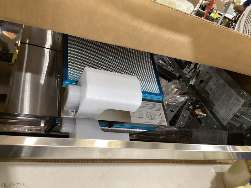 Condition photo showing As Is for winflo 30 in. convertible stainless steel under cabinet range hood with mesh filters and push button control