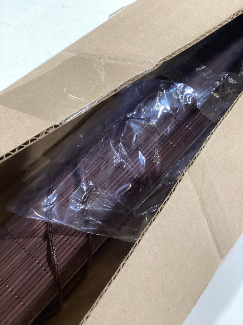Condition photo showing Good Condition for bamboo blinds, easy to install bamboo shades for indoor windows, custom sizes roller shades for indoor windows, roll up blinds indoor outdoor patio maroon 56"w x 40"h