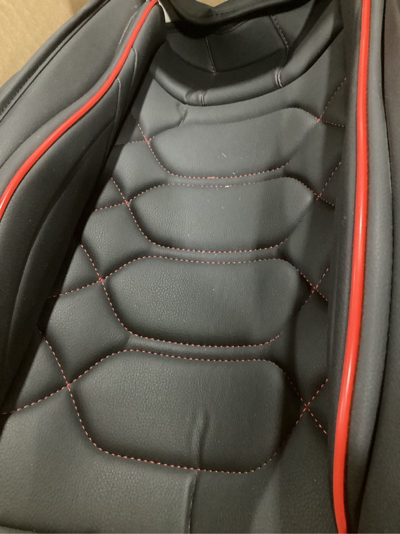 Condition photo showing Good Condition for pariitadin leather car seat covers front pair, waterproof faux leather seat covers for cars, non-slip car interior covers universal fit for most cars sedans trucks suvs, black/red black/red front set