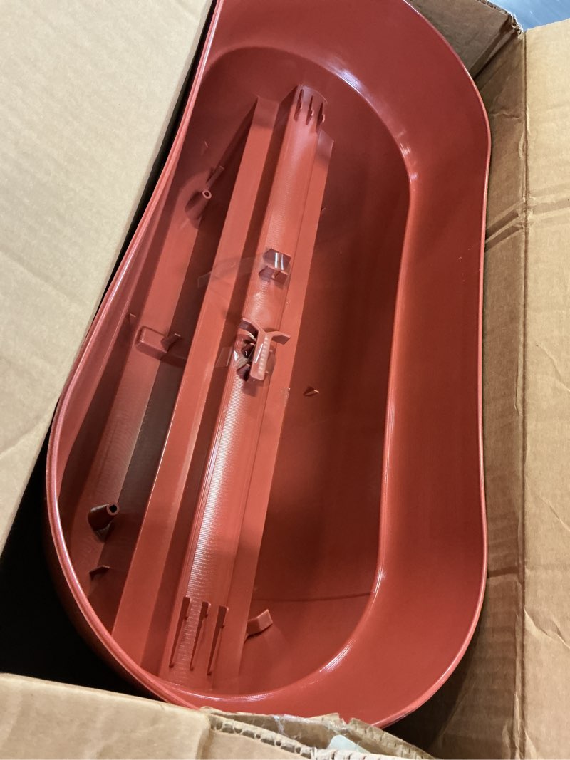 Condition photo showing Good Condition for emsco group bloomers railing planter with drainage holes – 24" weatherproof resin planter – terracotta terracotta 24.3 × 10.5 × 9.5 inches