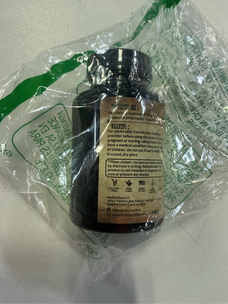 Condition photo showing New/Like New for HERBALICIOUS Quinine Capsules - Cinchona Officinalis Bark Herbal Supplement for Muscle, Cramp Defens