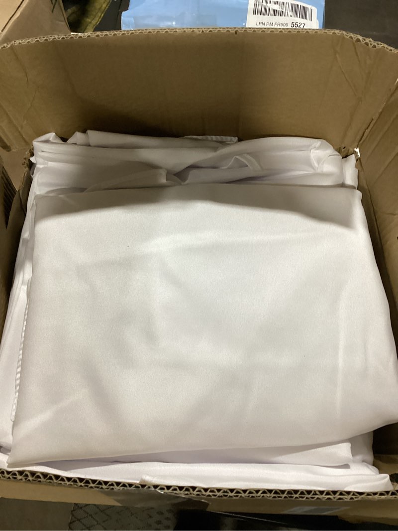 Condition photo showing Good Condition for 10-pack white round tablecloths, 108 inches, stain-resistant polyester for 4-5 ft round tables - washable table covers for weddings, banquets, birthday parties, events white 108 in, 10 pack