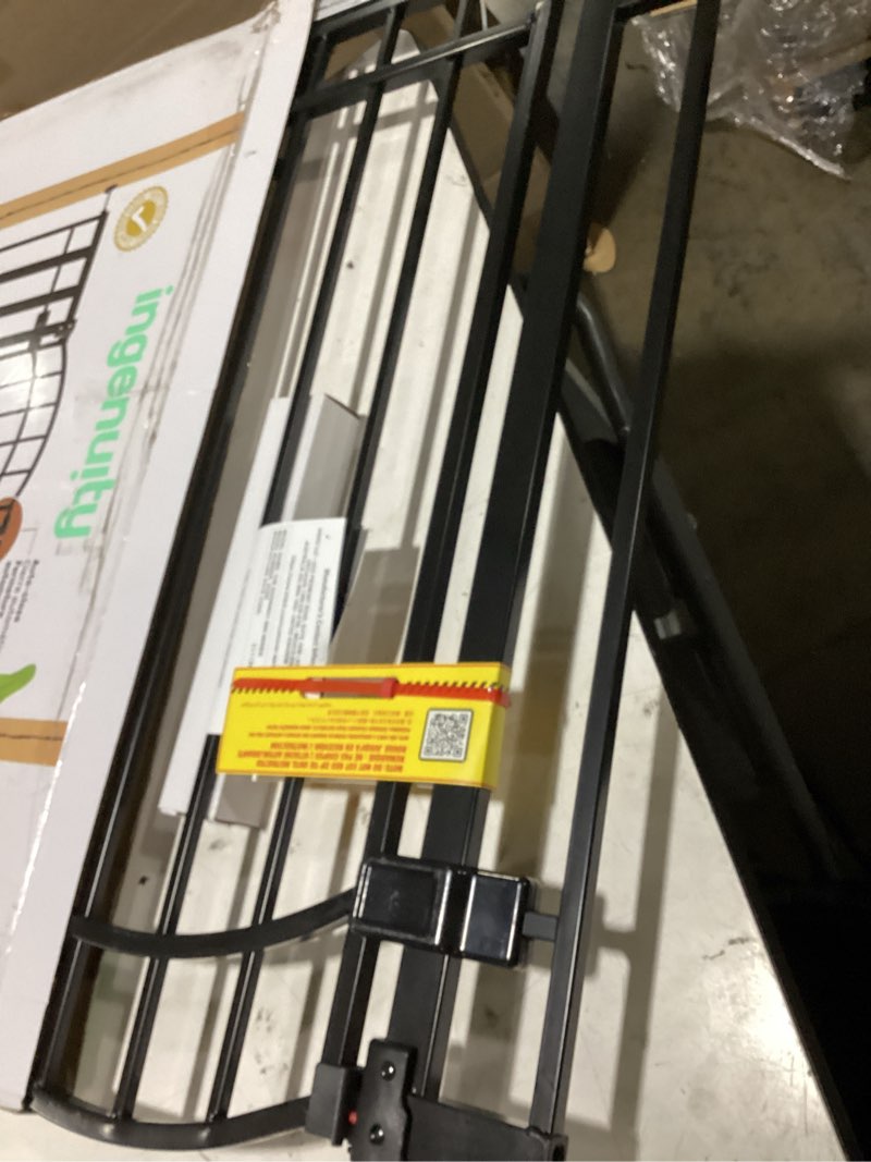 Condition photo showing Good Condition for ingenuity multi-use decorative extra tall walk-thru baby gate, fits openings 28.5-48 inch (pack of 1), black metal, for doorways and stairways, 36' tall baby and pet gate, black, one size black 36"