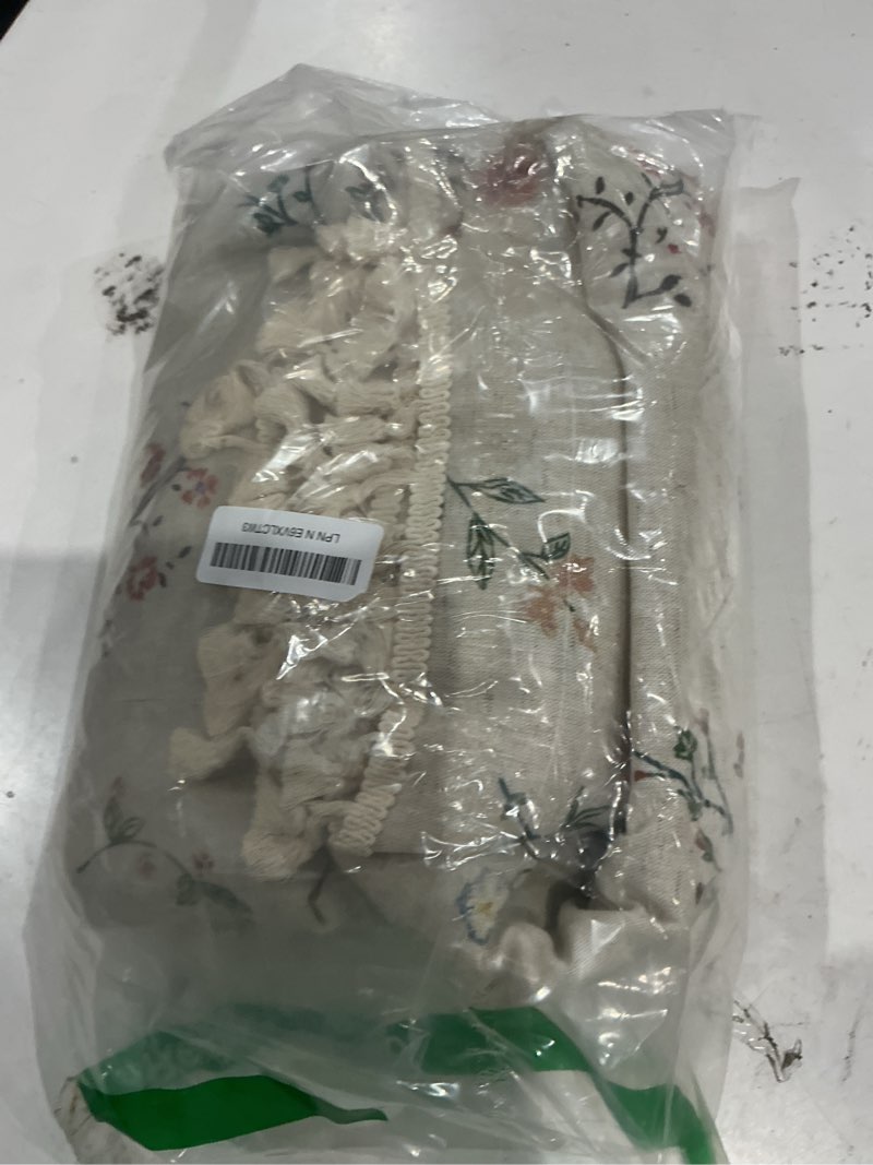 Condition photo showing Good Condition for boho floral 100% blackout curtains 90 inch length 2 panels set, linen texture farmhouse curtains beige tassel for living room bedroom vintage rustic patterned printed western rod pocket vintage florals 52"w x 90"l (pack of 2)